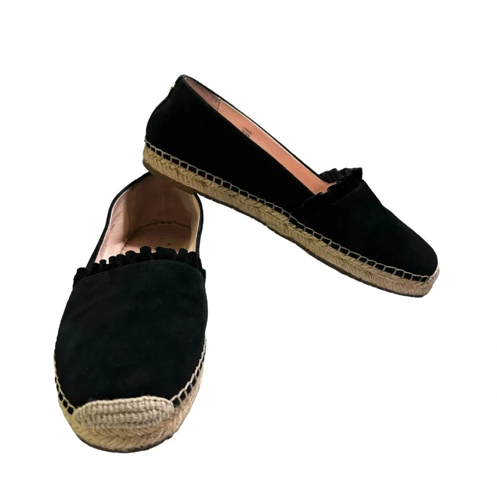 kate spade Black Suede Espadrille Flats